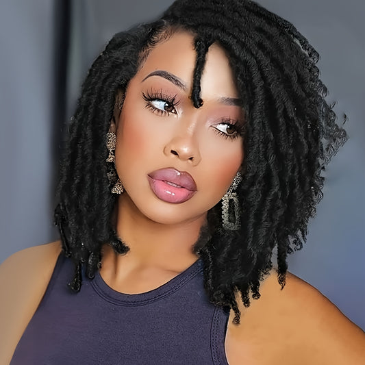 Afro Curly Synthetic Wig - Short Twist Braids Dreadlock Wig for Black Women - Crochet Twist Braiding African Hairstyle Locs Braided Crochet Hair