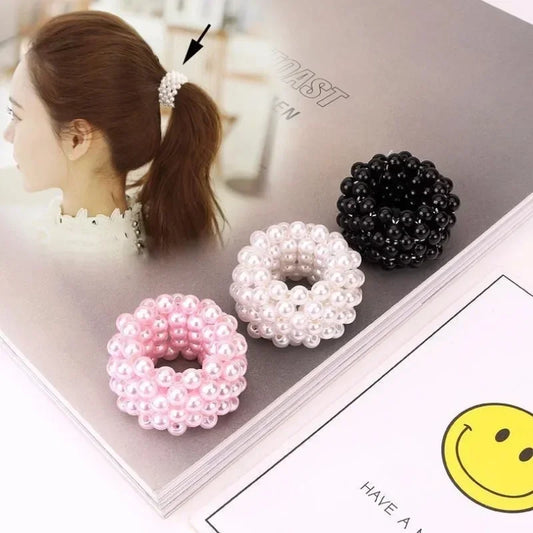 Korean Handmade Pearl Bead Hair Ties Pearl Elastic Hairbands Beautiful Headwear Woman Fashionable Hair Accessories