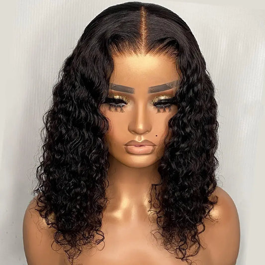 Glueless wig Human Hair Ready to Wear Curly Bob Wigs PrePluck With Baby Hair Deep Water Wave Lace Wig shipping from South Africa