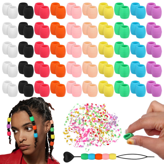 Youdaju 100 Pcs Large Silicone Hair Beads For Kids Girls Soft Colorful Pony Beads Bulk Large Hair Beads For Women Mixed Beads Ha