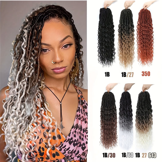 JSTINEKE 24 Inch Unisex Goddess Faux Locs Crochet Hair, High Temperature Fiber Synthetic Curly Boho Style Braiding Hair Extension for Women and Girls
