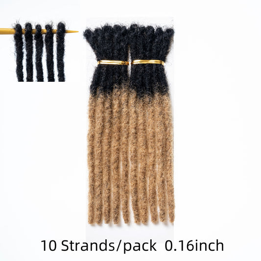 10 Strands/pack 0.16inch Thickness, 100% Human Hair Dreadlock Crochet Hair Extensions For Man Or Women, can Be Dyed And Twisted