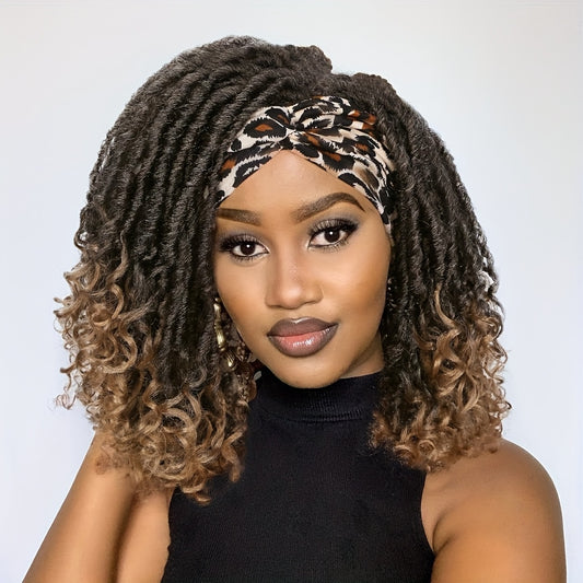 Dreadlock Braided Wigs With Headband Wear And Go Glueless Wig 14 Inch Faux Locs Bob Wig Synthetic Goddess Braids Crochet Hair Wig With Curly Ends Braided Wigs