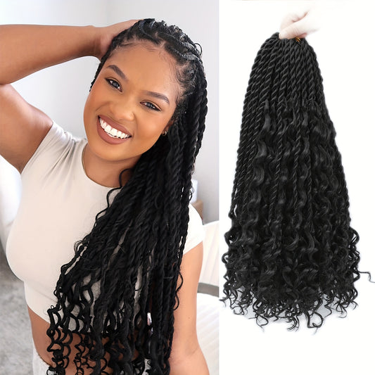 Senegalese Twist Crochet Hair With Curly Ends -12/16/24 Inch Boho Island Twist Crochet Hair 8 Packs Boho Goddess Twist Crochet Hair Pre Looped Crochet Twists With Curly Ends